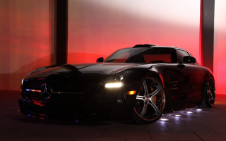 Black sports car red light 10 - headlight free wallpaper