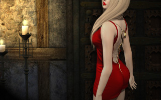 Gothic fantasy portrait reddress blonde - fantasy style free wallpaper for desktop