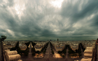 Cityscape skyline clouds bridge mountains - a view of a city free wallpaper