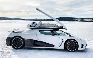 White sportscar surfboard snow lake - adam szentpétery free wallpaper