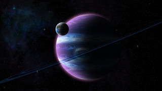 Planet two saturns star background - a blue ring free wallpaper