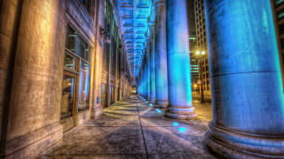 Long hallway columns lights clock - column free wallpaper for desktop