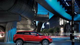 Red range rover city night - roof free wallpaper