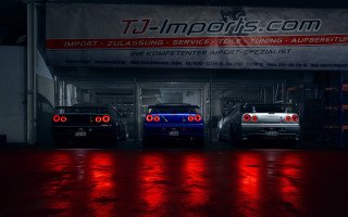 Garage three cars red lights - three car free wallpaper