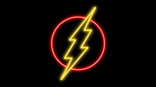 Neon sign lightning bolt black - a red circle free wallpaper