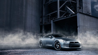 Silver sports car silo smoke - andrew law free wallpaper