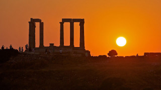 Sunset ruins group trees architecture - apelle free wallpaper for desktop
