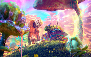 Colorful landscape horse train psychedelic - psychedelic free wallpaper for desktop