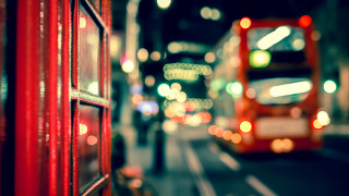 Red doubledecker bus night city - double free wallpaper