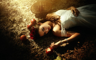 Woman apples flower sun gothic - apple free wallpaper for desktop