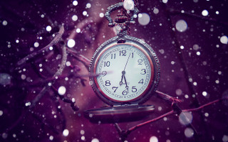 Clock tree snow falling purple - behance hd free wallpaper