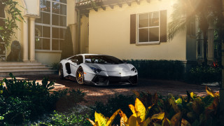White sports car house porch - a door free wallpaper for desktop