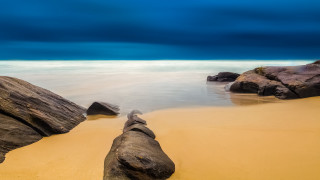 Beach rocks water cloudy sky 20 - australian tonalism free wallpaper for desktop