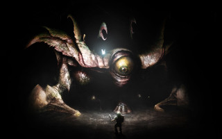 Man giant spider dark room - a giant spider free wallpaper