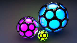 Glowing orbs blue pink yellow - ball free wallpaper