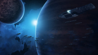 Space station ship planet moon - star citizen halo free wallpaper