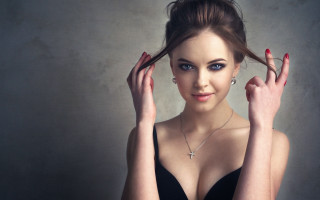 Woman cross necklace black dress - artur tarnowski free wallpaper