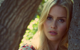 Woman leaning tree serious blonde - a woman leaning against a tree free wallpaper