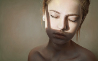 Woman closedeyes bun hyperrealism portrait - photorealistic portrait free wallpaper