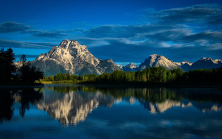 Mountain reflection lake trees sky 3 - ansel adams free wallpaper