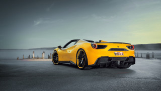 Yellow sports car road water 3 - bernardo cavallino free wallpaper