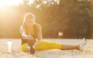 Woman yellow skirt exercising beach - claire dalby free wallpaper for desktop