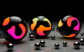 Colored balls black background raytraced - a group of balls free wallpaper