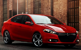 Red car brick building light - side window free wallpaper