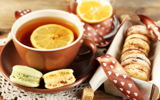 Tea cookies plate ribbon lemon - a ribbon free wallpaper