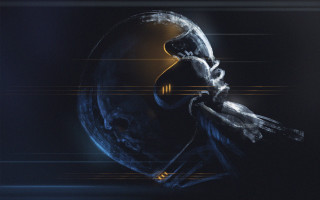 Futuristic person cellphone planet space - concept design art free wallpaper for desktop