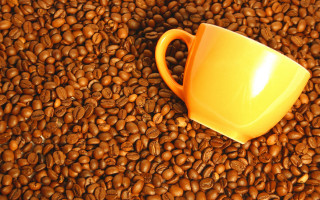 Yellow coffee cup coffee beans 2 - coffee bean free wallpaper for desktop