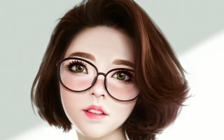 Woman glasses white shirt serious - shaded free wallpaper for desktop
