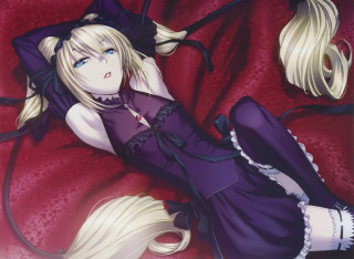 Woman bed red blanket black - a black hat free wallpaper for desktop