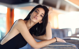 Woman black dress chair portrait - a chair free wallpaper