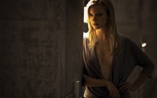 Woman doorway serious blonde jewelry - carey morris free wallpaper for desktop