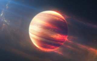 Red planet star aurora moon - a few cloud free wallpaper for desktop