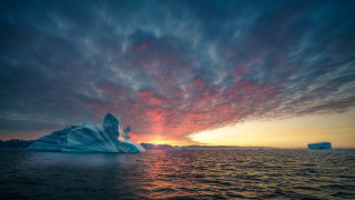 Iceberg ocean sunset clouds matte - a sky full free wallpaper