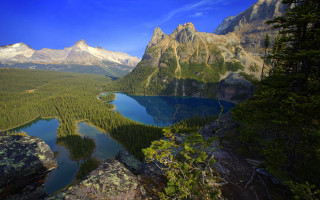Mountain lake forest sky clouds 16 - tree and mountains free wallpaper for desktop