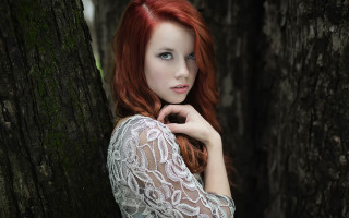 Red haired woman forest gothic 2 - red hair free wallpaper