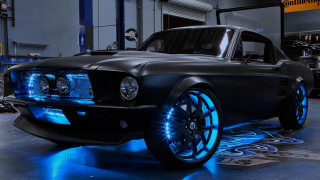 Black mustang blue lights hologram - rim free wallpaper