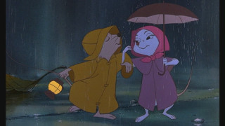 Cartoon character umbrella person raincoat - a lantern free wallpaper