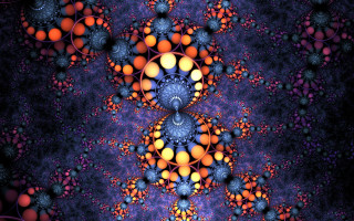 Blue orange fractal circles dots - a blue center free wallpaper