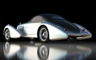 Silver car black background reflection - the image free wallpaper for desktop