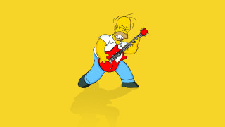 Cartoon character guitar yellow background - post grunge free wallpaper