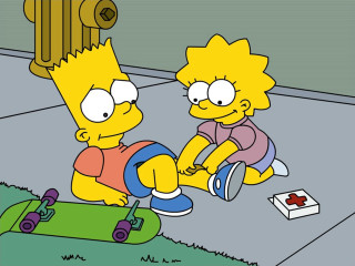 Cartoon man woman skateboard sitting - lowbrow free wallpaper