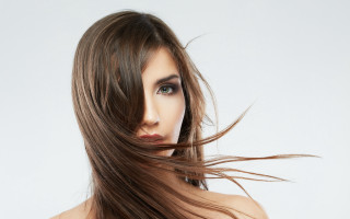 Woman blowing hair blue eyes 3 - flowing hair free wallpaper for desktop