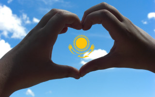 Kazakhstan heart hands blue sky - a heart shape free wallpaper for desktop