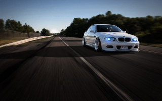 White car night road forest 2 - the front of the car free wallpaper