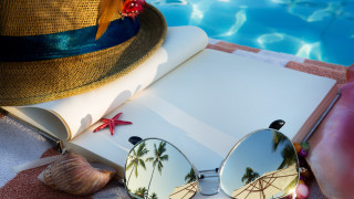 Book sunglasses towel pool hat - summer vibrancy free wallpaper