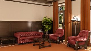 Living room red leather couch - a living room free wallpaper